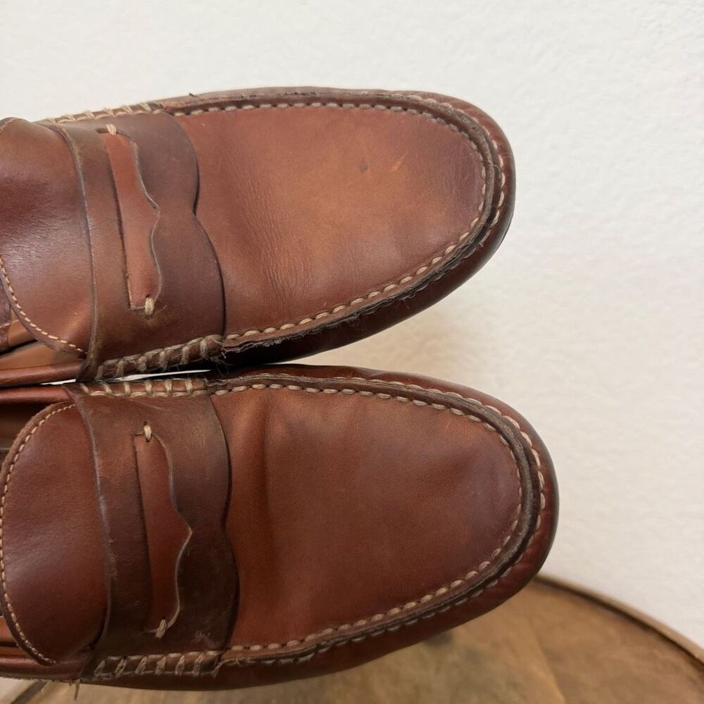 Trask Brown Leather Slip-On Classic Sadler Loafer Dress Shoes Men's Size 12 - Picture 7 of 12